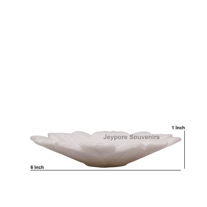 White Marble Lotus Decorative Urli Bowl for Home Decor
