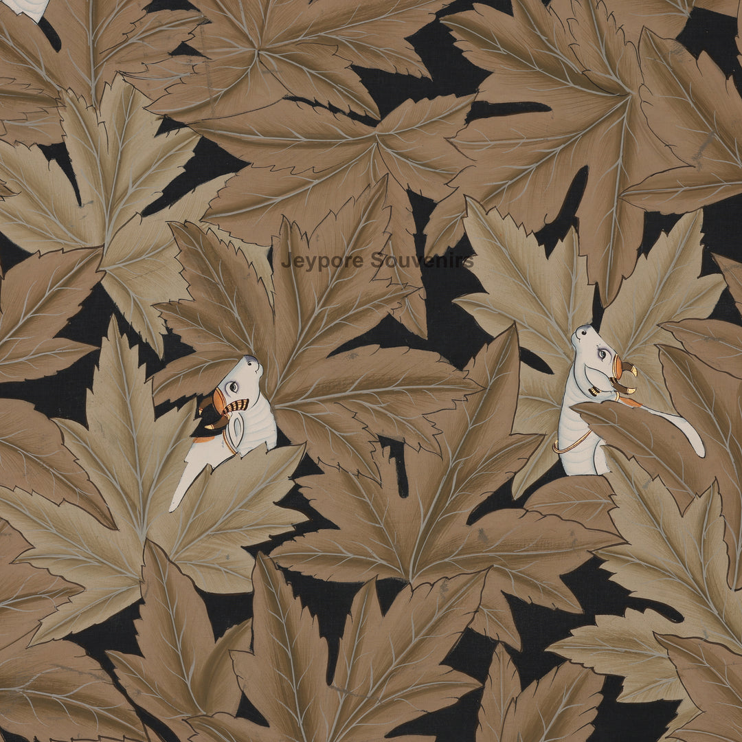 Krishna in Leaf Design – Hand-Painted Pichwai