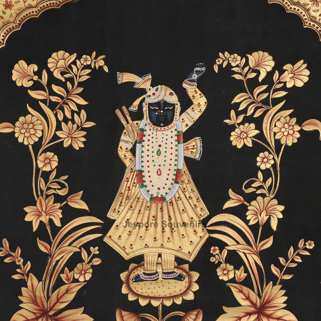 Krishna with Devotees in a Golden Temple - Pichwai