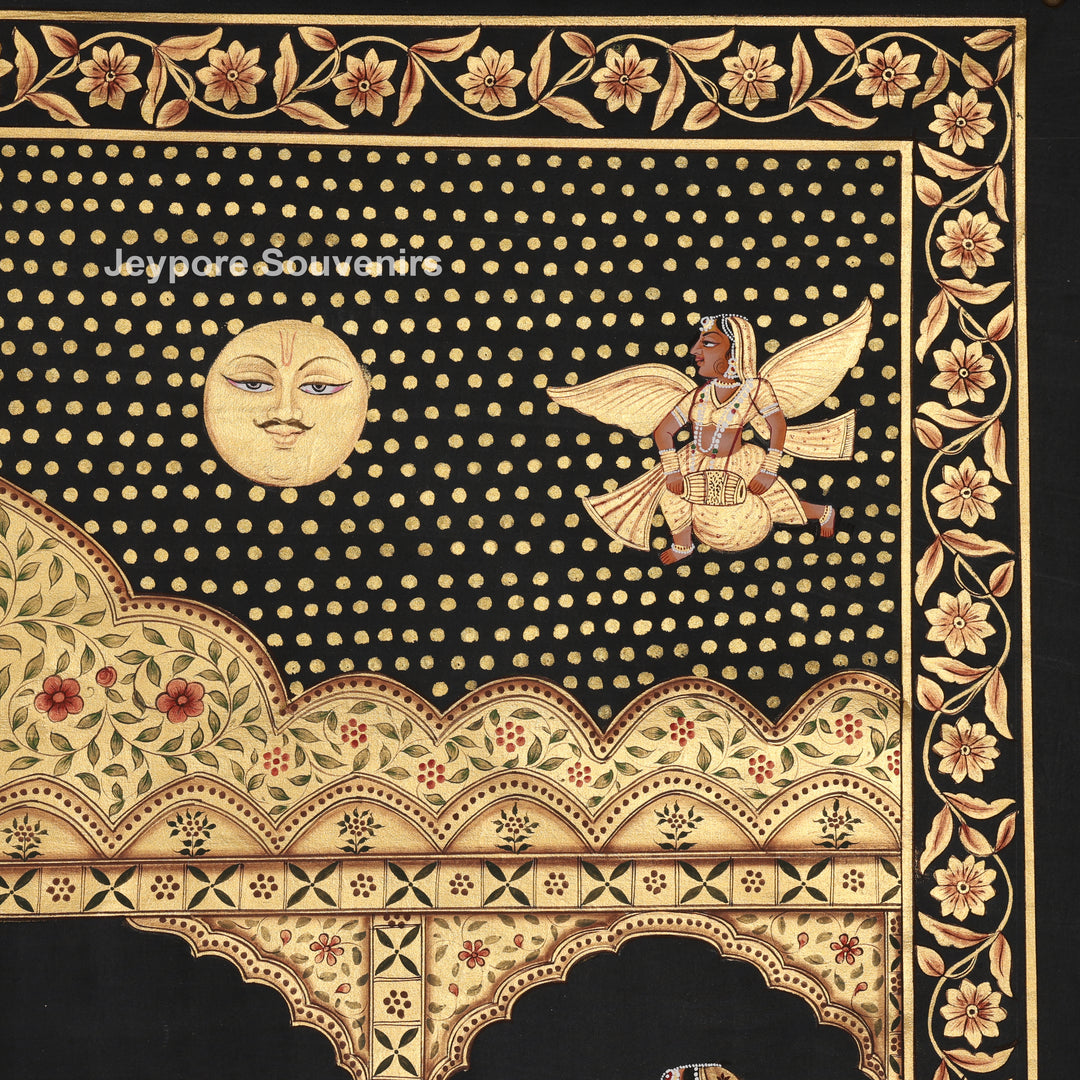 Krishna with Devotees in a Golden Temple - Pichwai