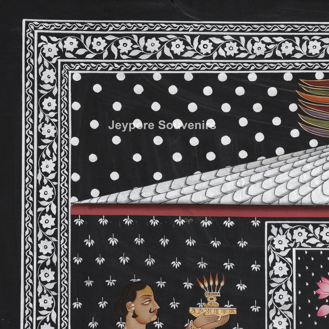 Srinathji Temple Darshan - Hand-Painted Pichwai