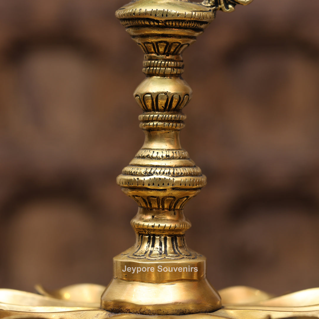 Handcrafted Brass Peacock Lotus Oil Lamp
