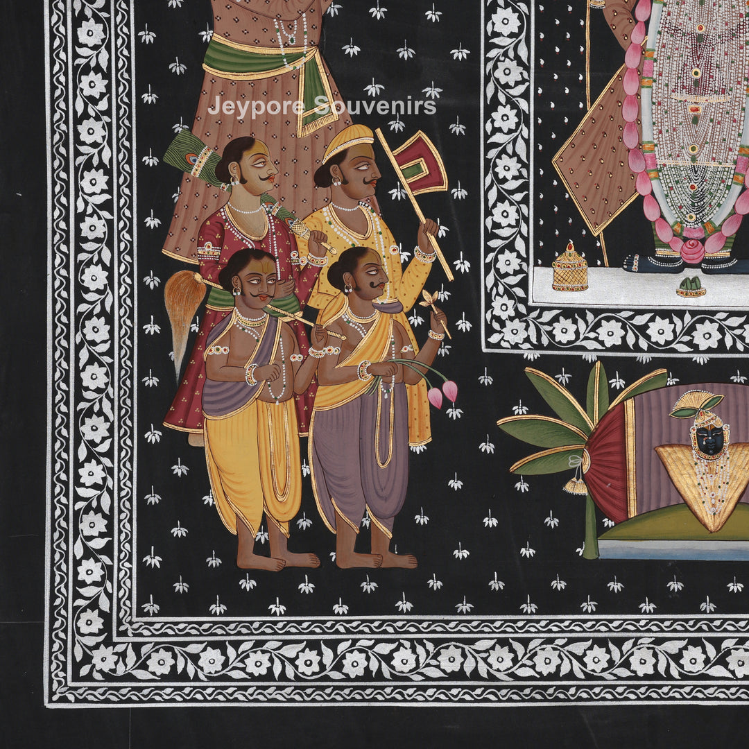 Srinathji Temple Darshan - Hand-Painted Pichwai