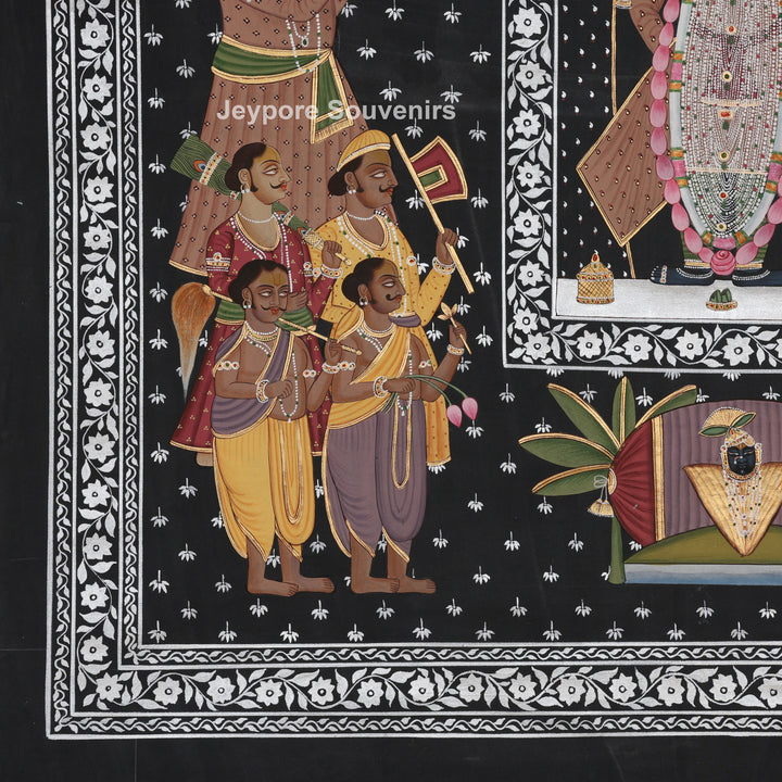 Srinathji Temple Darshan - Hand-Painted Pichwai