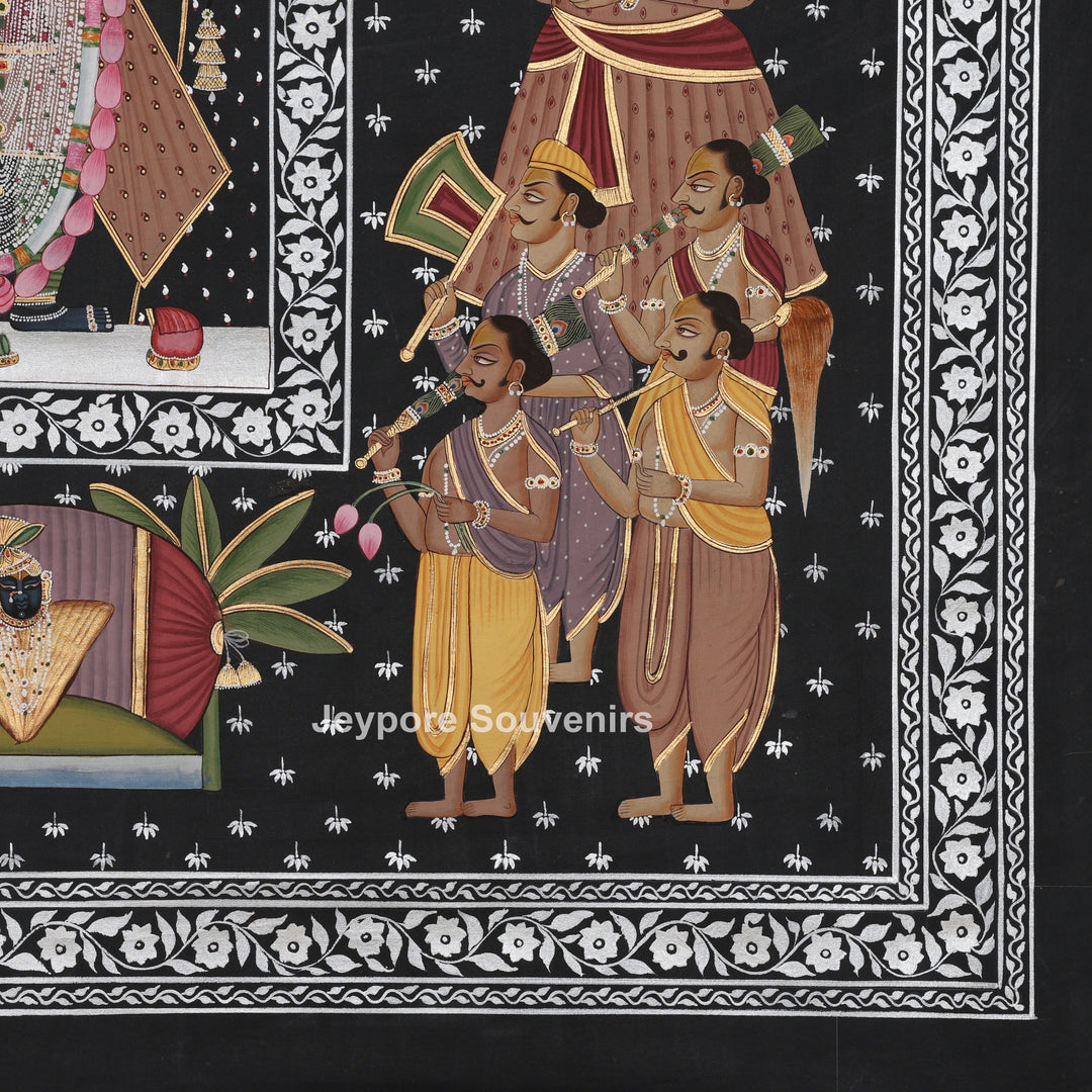 Srinathji Temple Darshan - Hand-Painted Pichwai