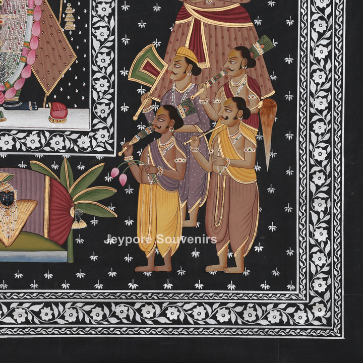 Srinathji Temple Darshan - Hand-Painted Pichwai