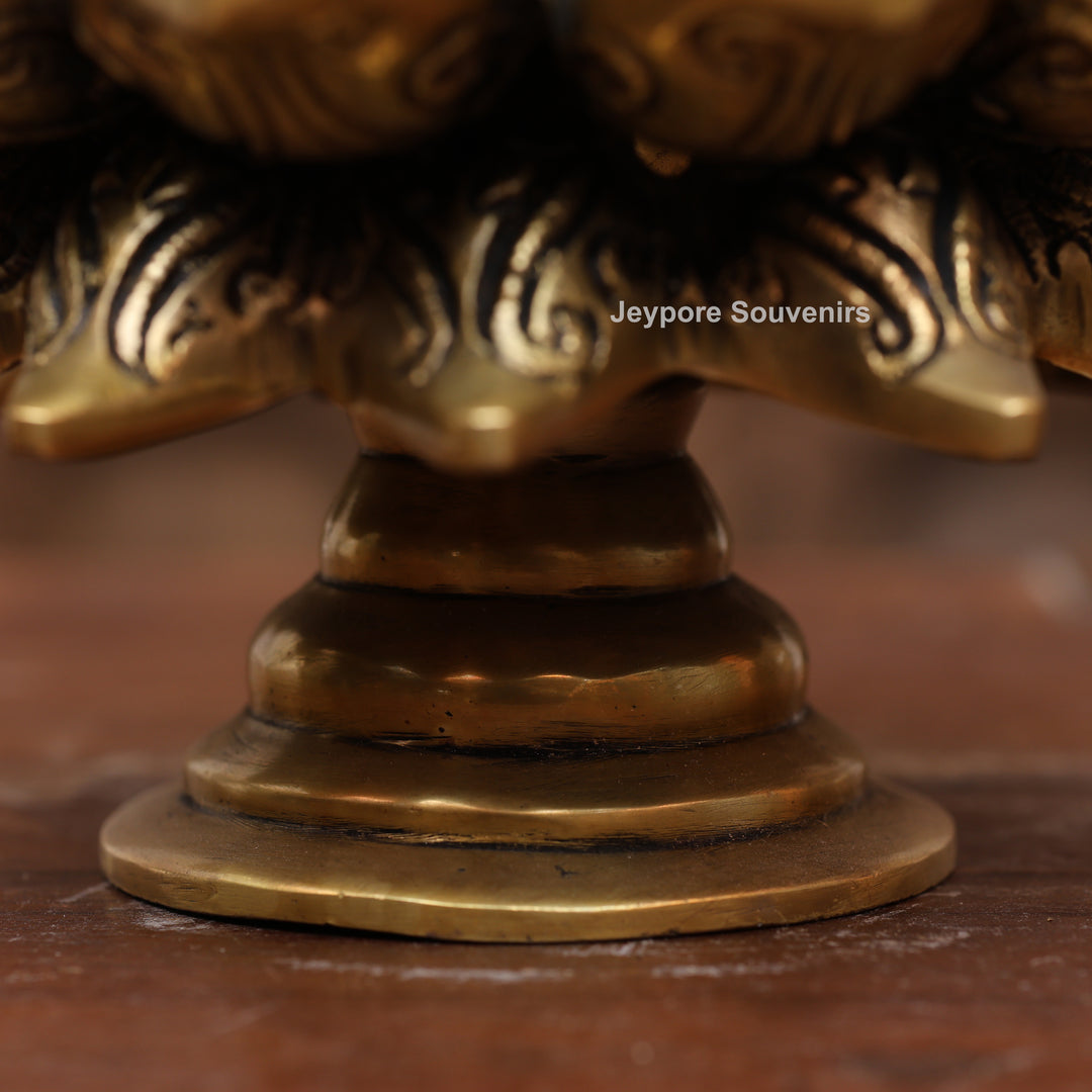 Handcrafted Brass Peacock Lotus Oil Lamp