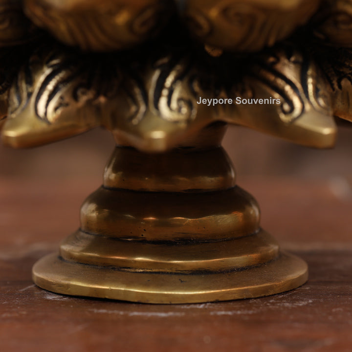 Handcrafted Brass Peacock Lotus Oil Lamp