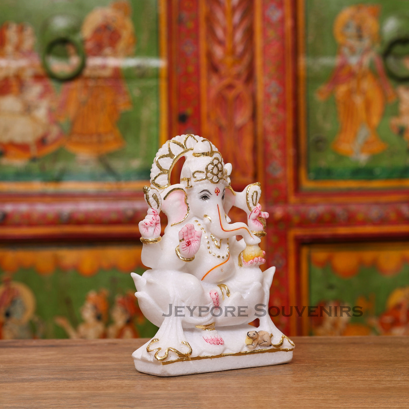 8" Pure White Marble Handmade Ganesha Statue for Home Temple & Office
