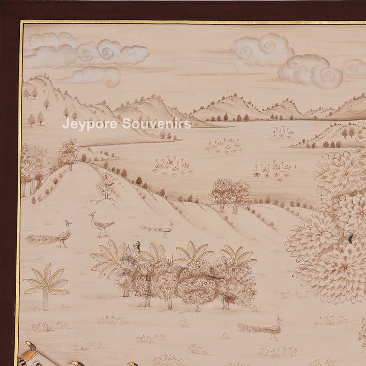Hand-Painted Krishna Among Devoted Cows - Pichwai