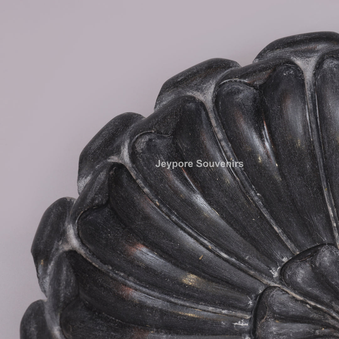 Hand-Carved Black Marble Flower Urli Bowl