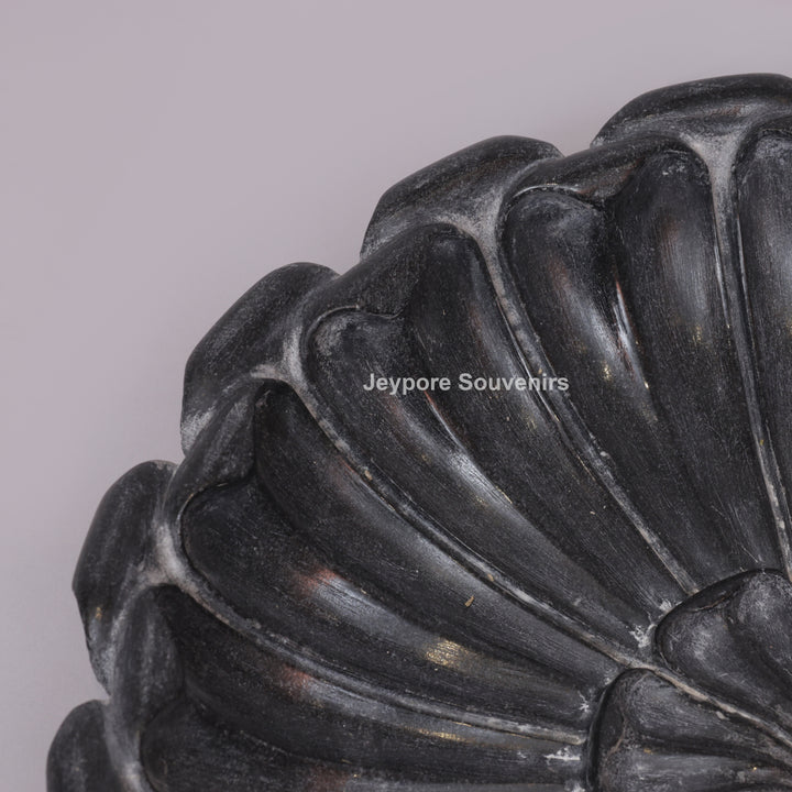Hand-Carved Black Marble Flower Urli Bowl