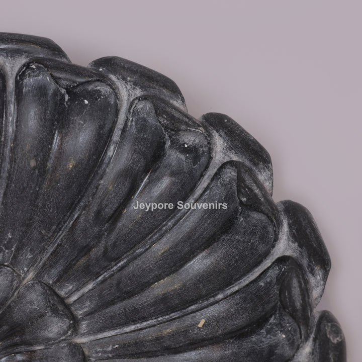Hand-Carved Black Marble Flower Urli Bowl