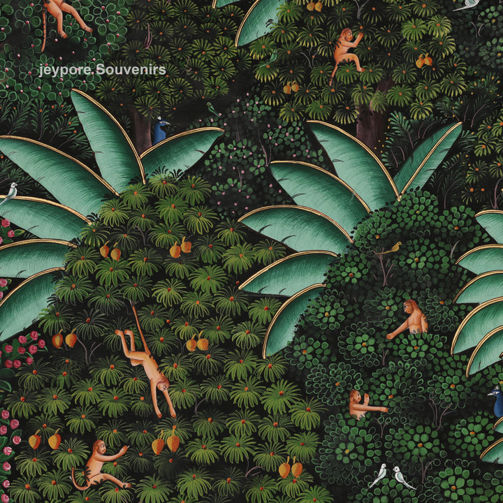 Hand-Painted Forest Scene with Trees and Nature - Pichwai