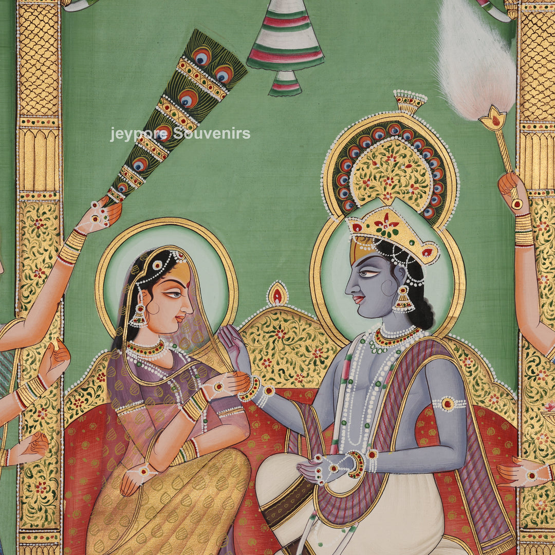 Couple on a Garden Swing - Hand-Painted Painting
