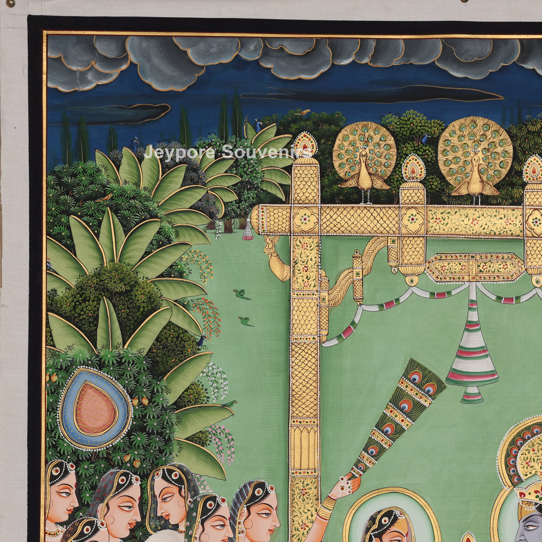 Couple on a Garden Swing - Hand-Painted Painting