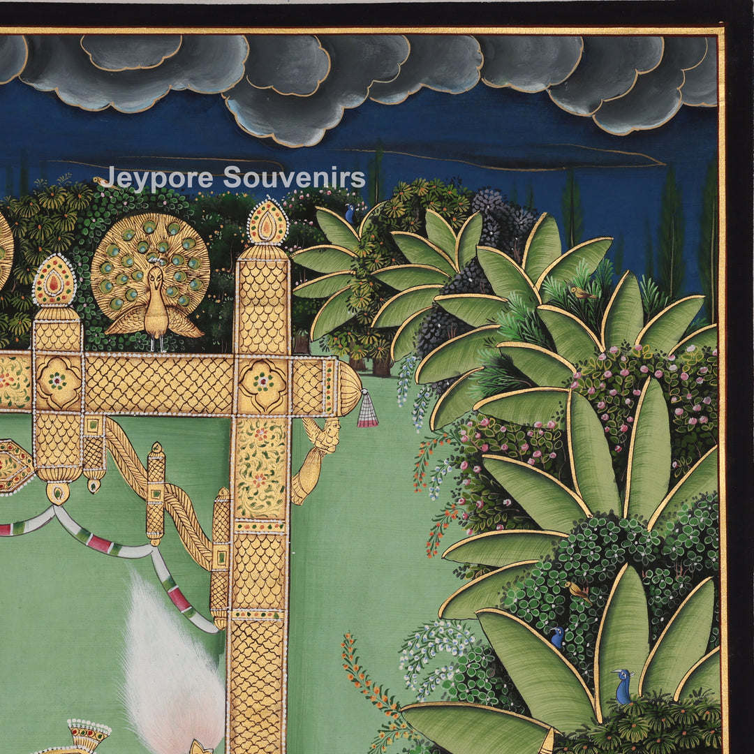 Couple on a Garden Swing - Hand-Painted Painting