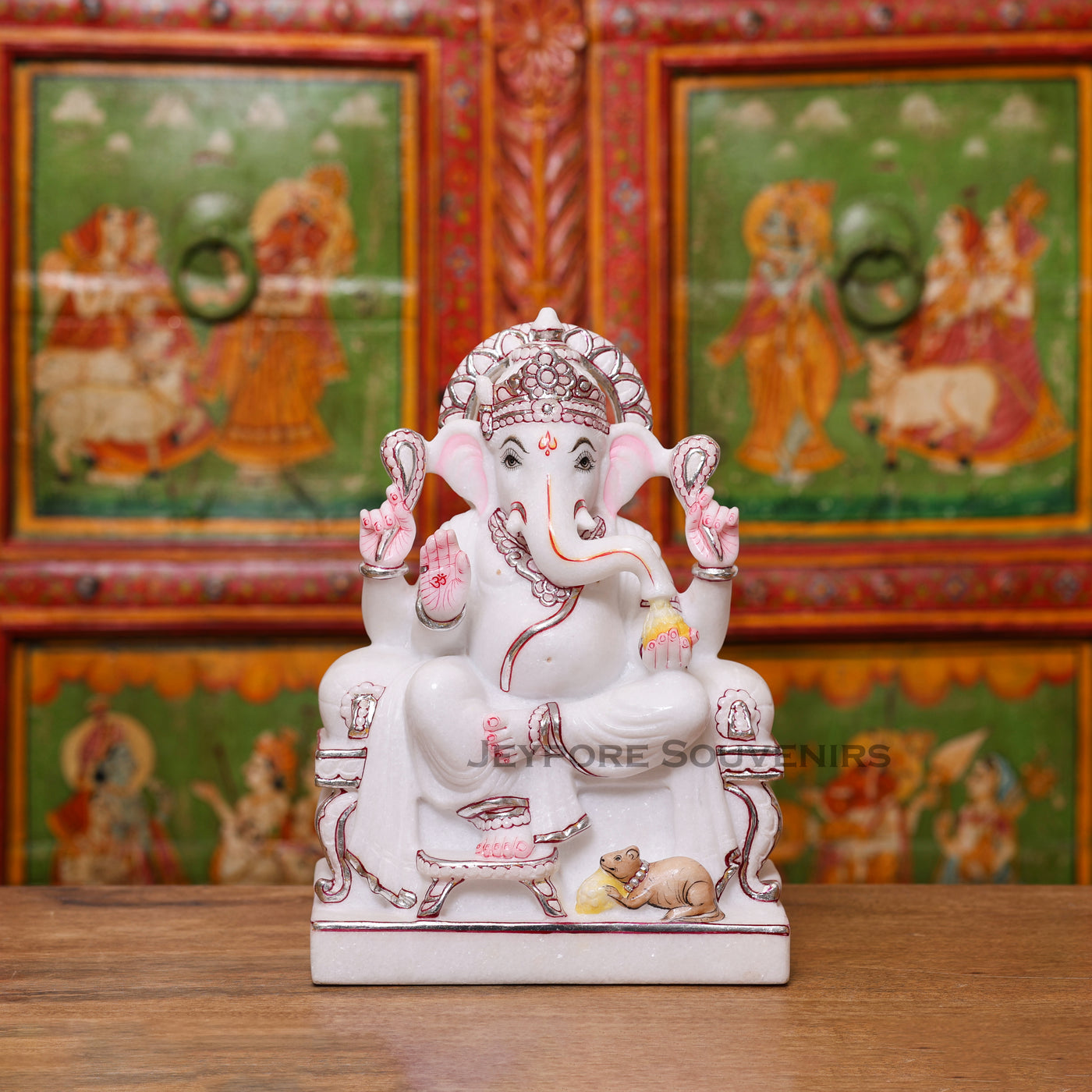 12" Handcrafted White Marble Lord Ganesha Idol