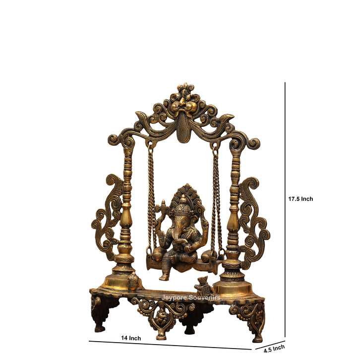 Handcrafted Brass Ganesha Jhula Statue for Home Temple &amp; Décor