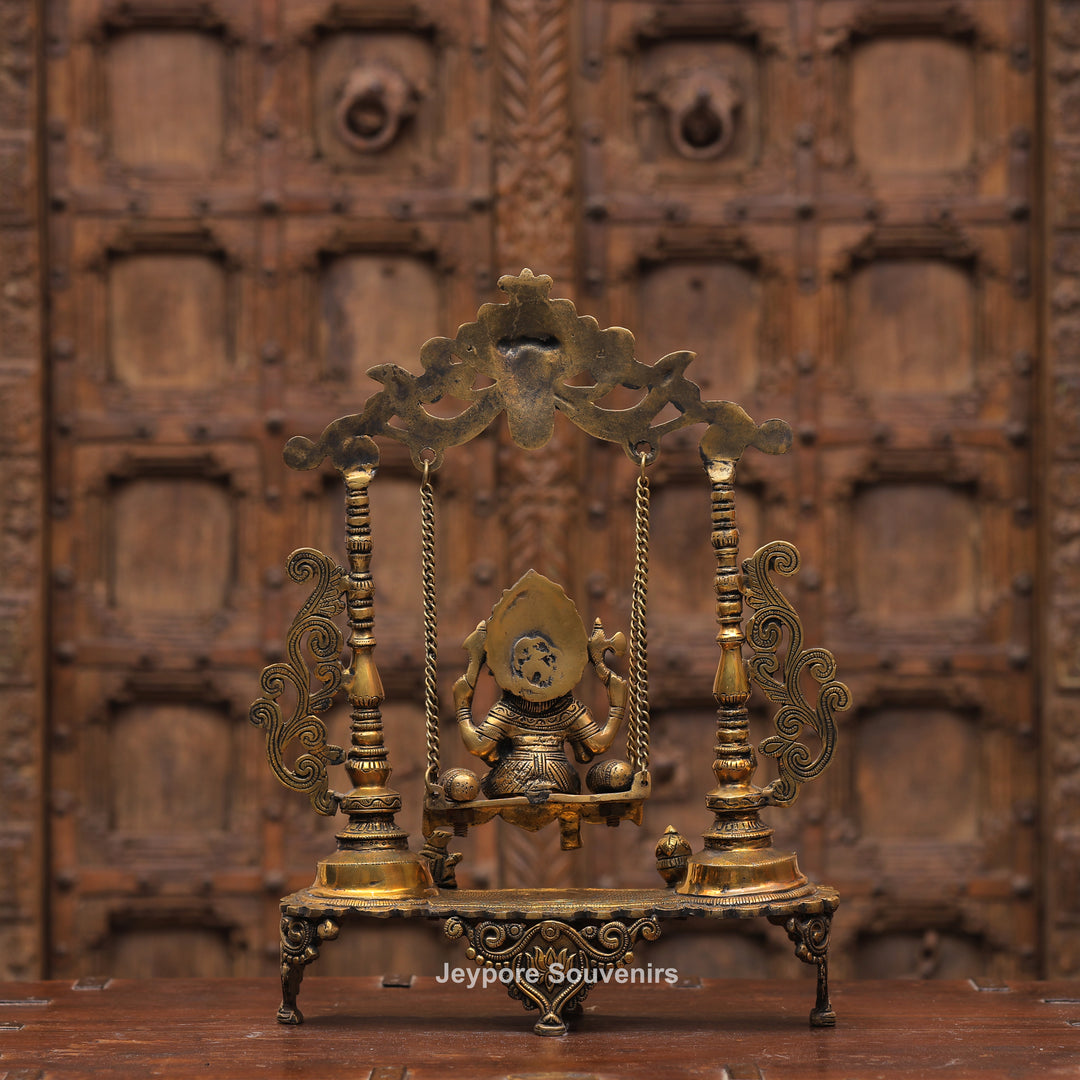 Handcrafted Brass Ganesha Jhula Statue for Home Temple &amp; Décor