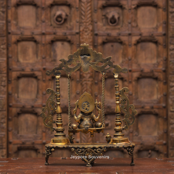 Handcrafted Brass Ganesha Jhula Statue for Home Temple &amp; Décor