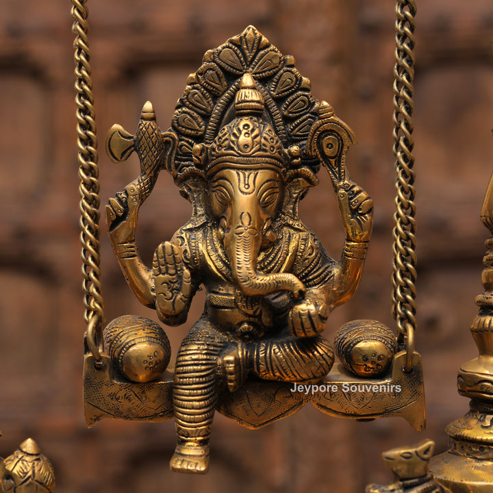 Handcrafted Brass Ganesha Jhula Statue for Home Temple &amp; Décor