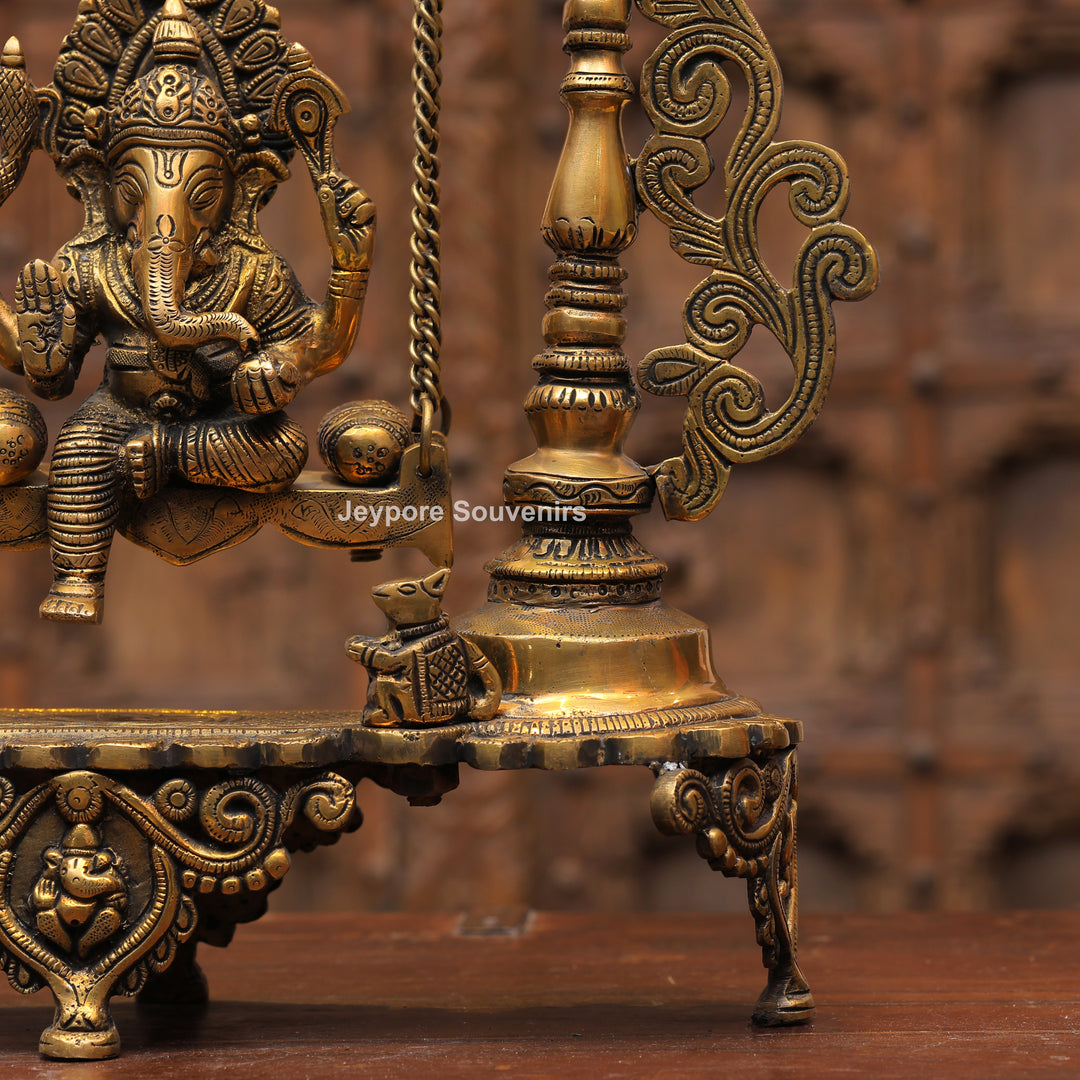 Handcrafted Brass Ganesha Jhula Statue for Home Temple &amp; Décor