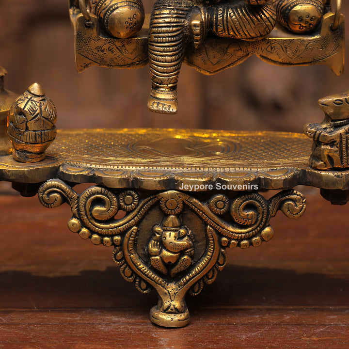 Handcrafted Brass Ganesha Jhula Statue for Home Temple &amp; Décor