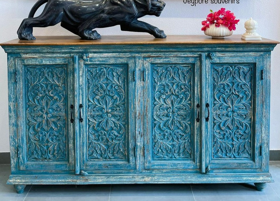 Distressed Blue Console Table