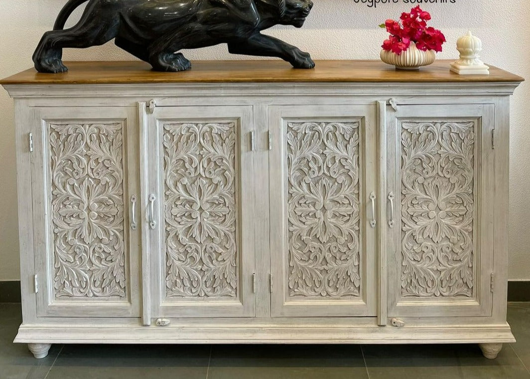 Distressed White Console Table