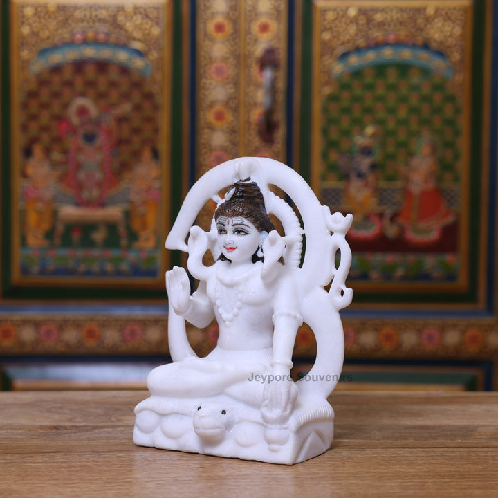 9" Pure White Marble Lord Shiva Murti
