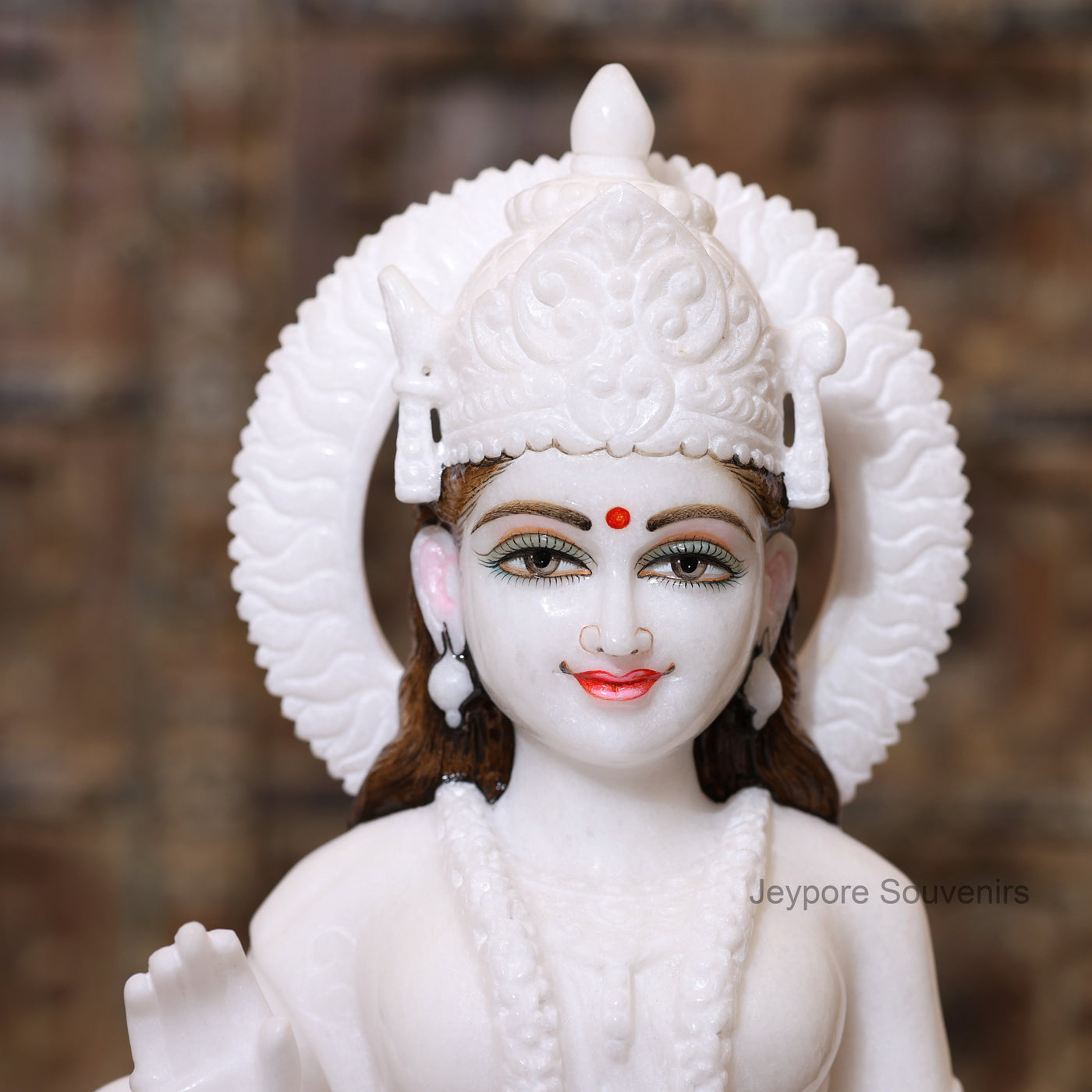 24" Pure White Marble Radha Krishna Statues Pair
