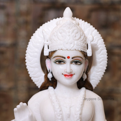 24" Pure White Marble Radha Krishna Statues Pair