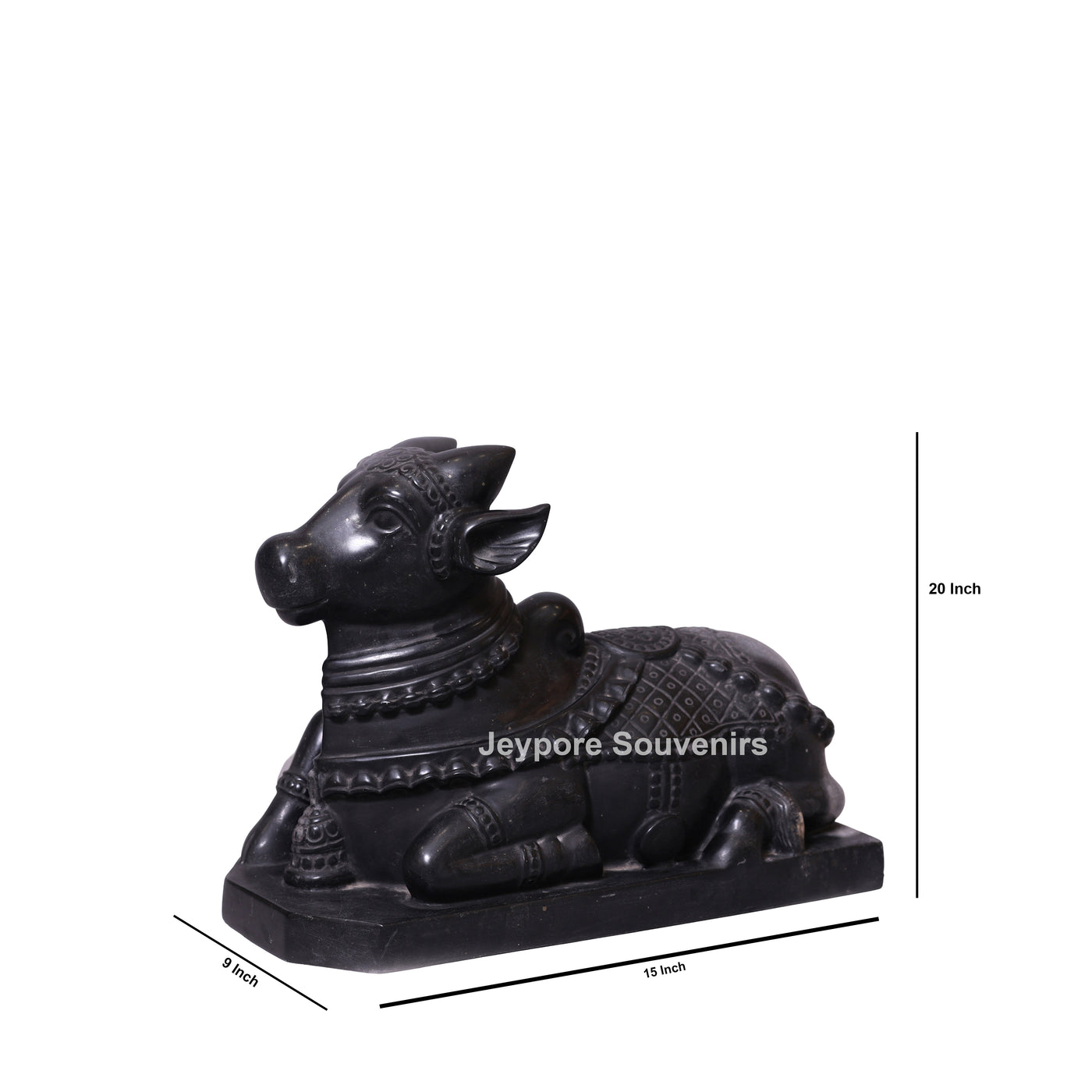 20" Handcrafted Black Marble Nandi Statue