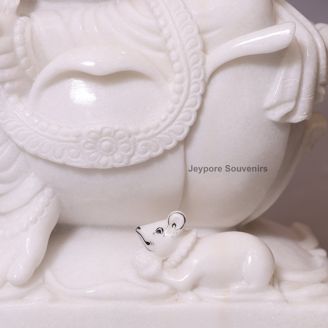 24" Divine Trinity Set: Pure White Marble Lakshmi, Ganesha, &amp;amp; Saraswati Idols&amp;nbsp;