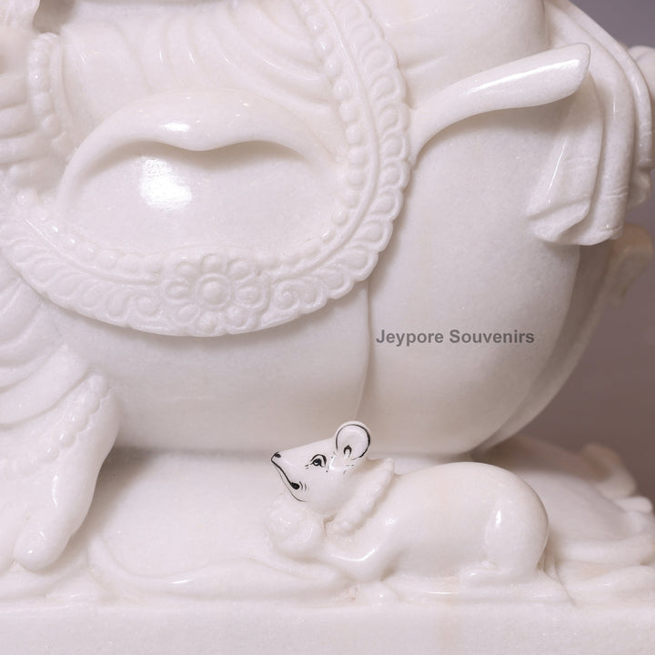 24" Divine Trinity Set: Pure White Marble Lakshmi, Ganesha, &amp;amp; Saraswati Idols&amp;nbsp;
