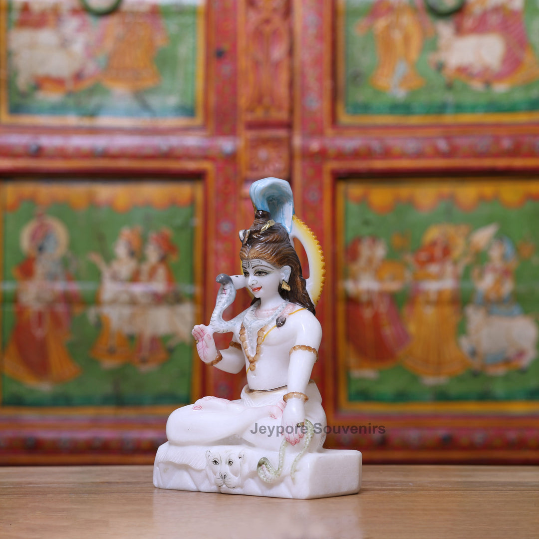 10" Pure White Marble Lord Shiva Murti