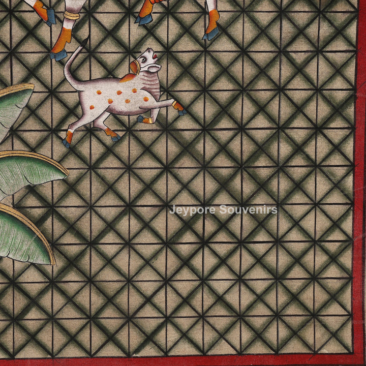 Handcrafted Pichwai Cow Painting on Cotton Cloth