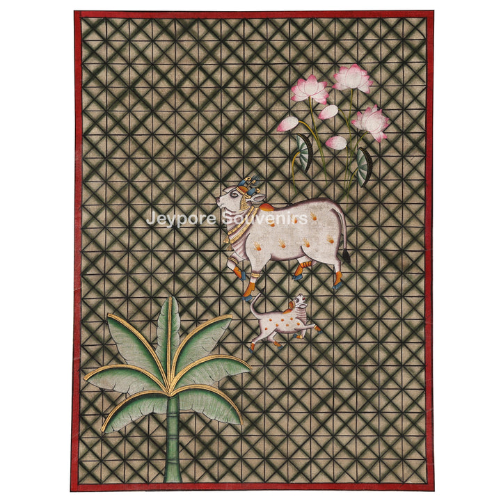 Handcrafted Pichwai Cow Painting on Cotton Cloth
