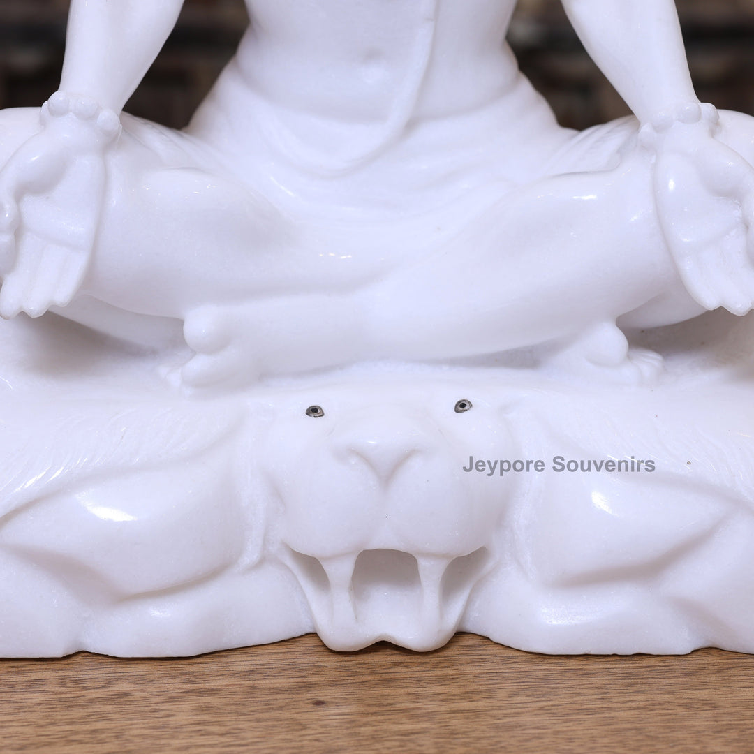15" Lord Shiva White Marble Statue