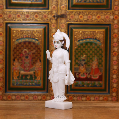 15" Pure White Marble Radha Krishna Pair Idols