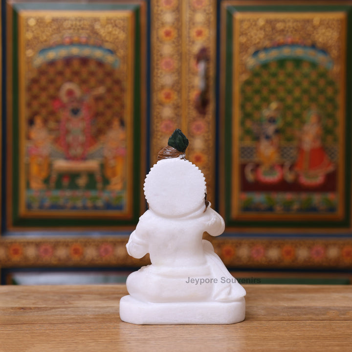 8" Pure White Marble Bal Gopal (Baby Krishna) Statue
