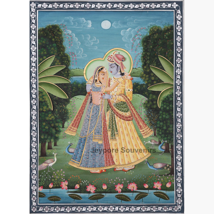 Handcrafted Pichwai Radha Krishna Painting on Pure Silk