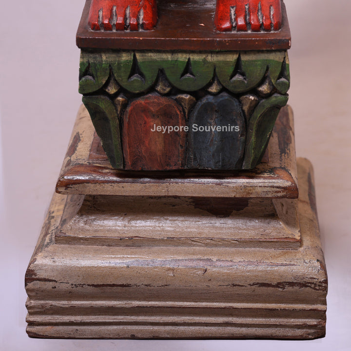 30" Hand-Carved Decorative Wooden Monkey Statue