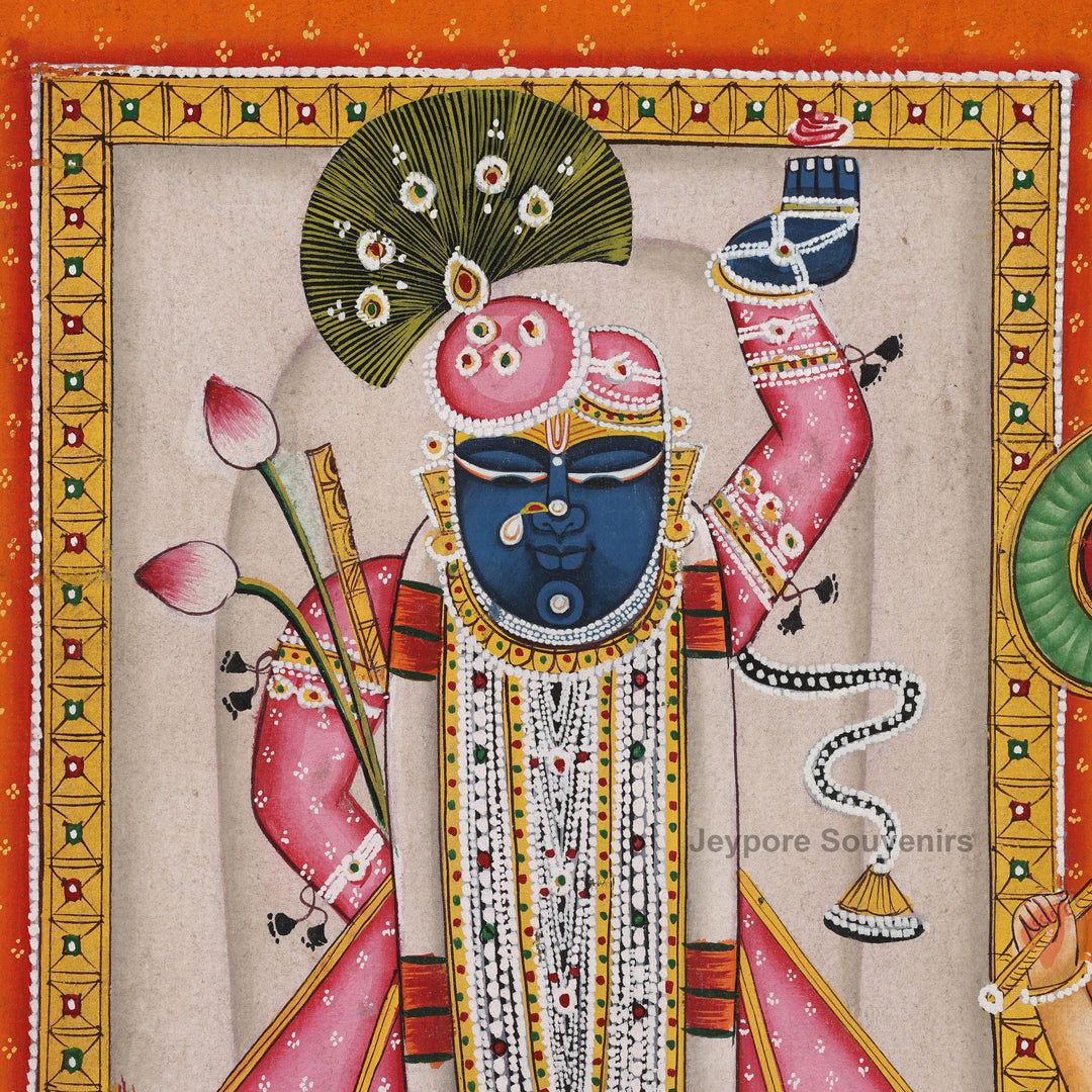 Handcrafted Pichwai Style Shrinathji Painting on Cotton Cloth
