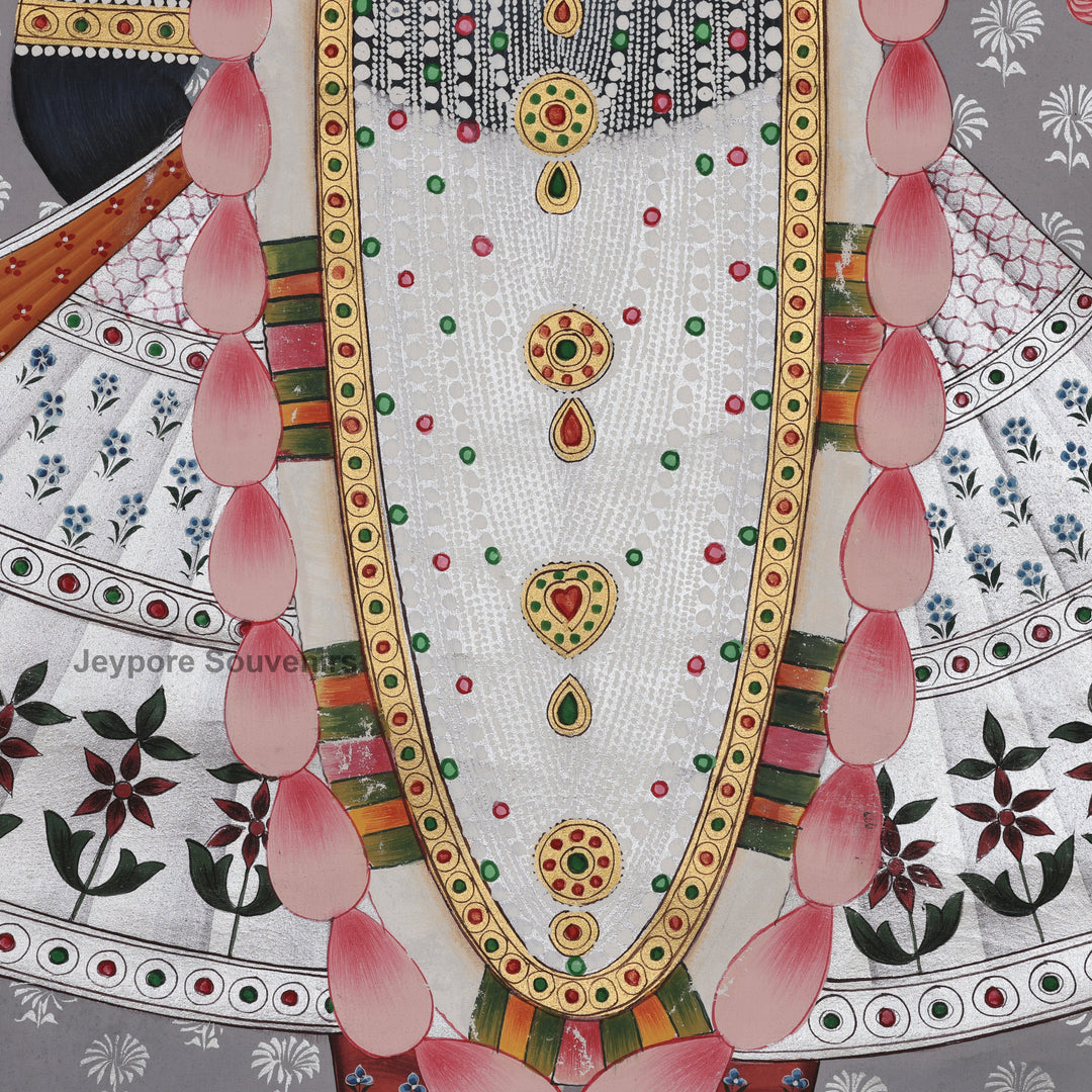 Shrinathji Pichwai Painting With Lotus on Silk