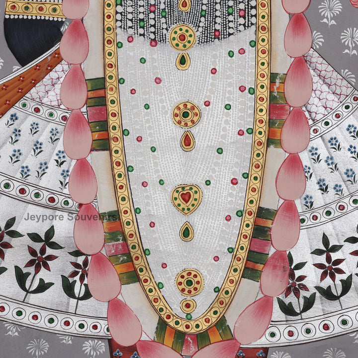 Shrinathji Pichwai Painting With Lotus on Silk