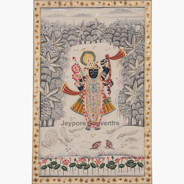 Shrinath Ji Pichwai Painting on Silk | Traditional Nathdwara Art