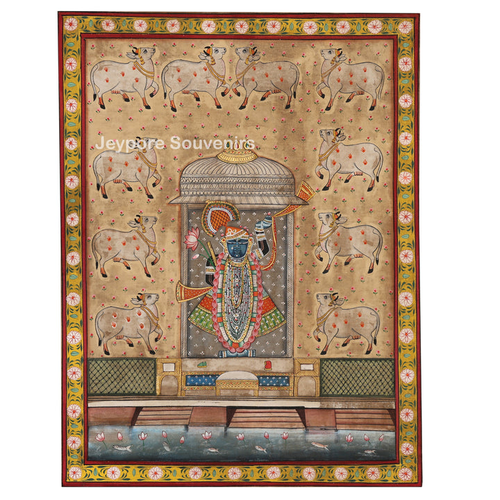 Traditional Pichwai Shrinathji Painting on Cotton Cloth