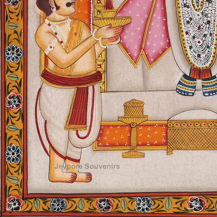 Handcrafted Pichwai Style Shrinathji Painting on Cotton Cloth